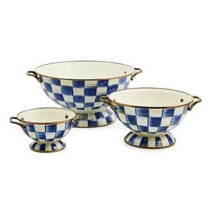 NEW Mackenzie-Childs Royal Check Everything Bowl & Colanders Set